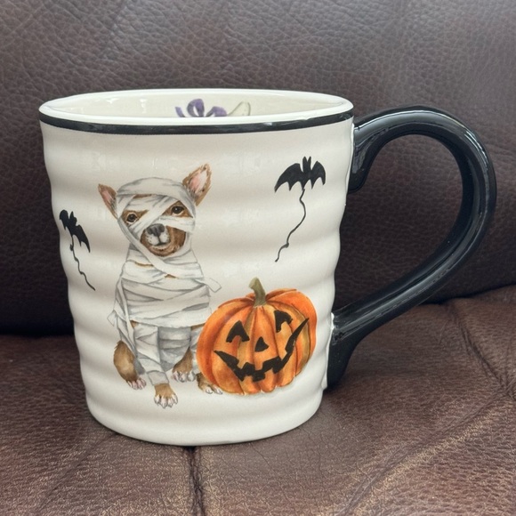 Chihuahua Mummy with Bats and Jack O’Lantern Ceramic Halloween Mug - Picture 3 of 12
